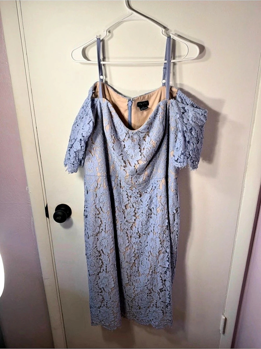 City Chic Lace Mini Dress in Blue Size S/16 Like New